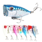 Рыболовные приманки Popper 4 см  3,3 г Topwater Shallowater CrankBait Искусственные воблеры Пластиковые рыболовные снасти с 6 # крючками Жесткая приманка