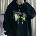 Женский пуловер с рисунком скелета, Повседневная флисовая толстовка в стиле хип-хоп, панк, Харадзюку