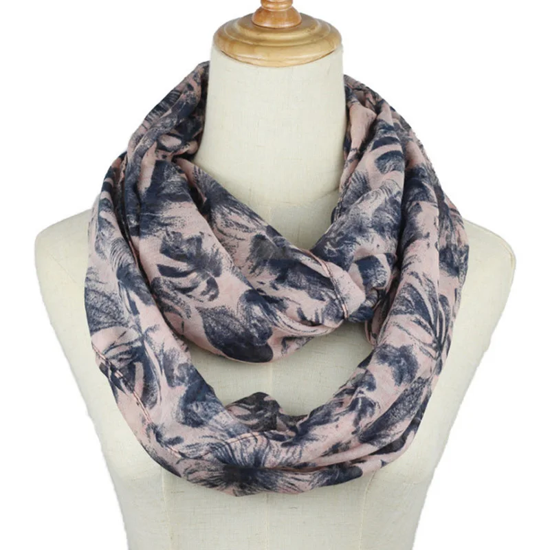 Женский шарф кольцо серебристый хомут в форме сердца бесконечный шифоновый