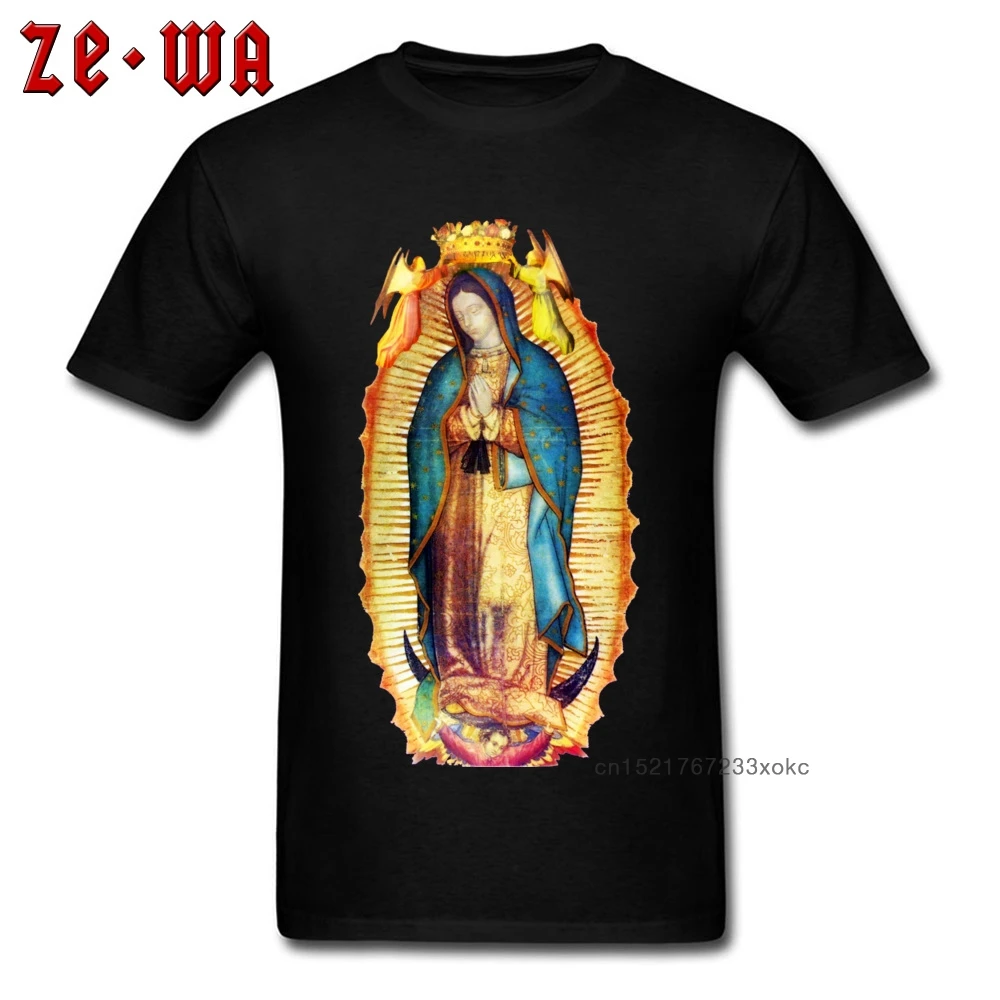 T-shirt Men Cotton T Shirt High Quality Tshirts Our Lady Of Guadalupe Virgin Mary Mexico Mexican Streetwear Black Clothes Unique