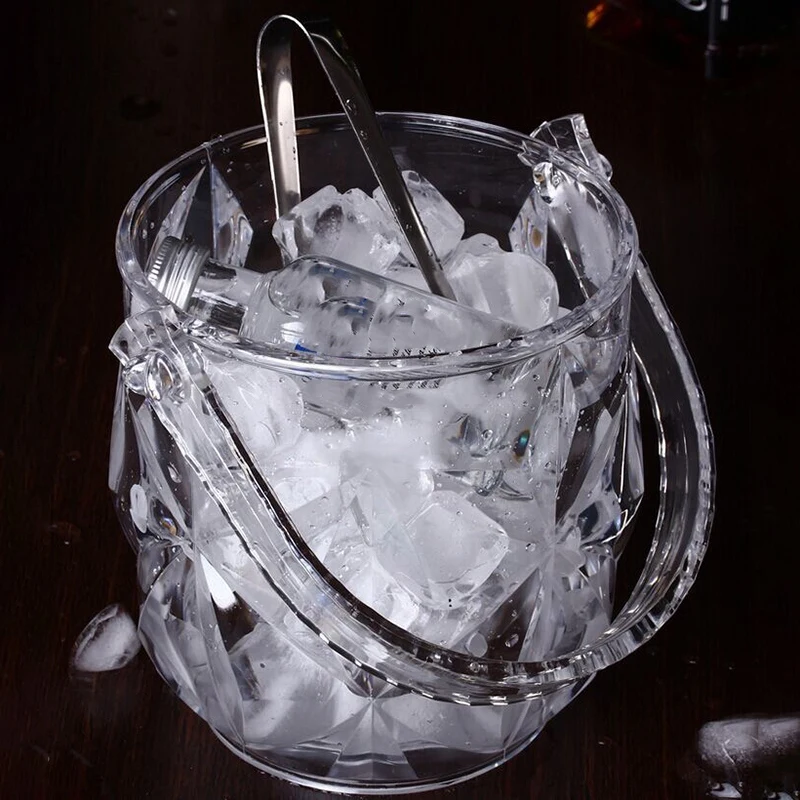 1 Pc Acrylic Bar Ice Bucket Two Handles Champagne Wine Spit Barrel Container Ktv Club Supplies | Дом и сад