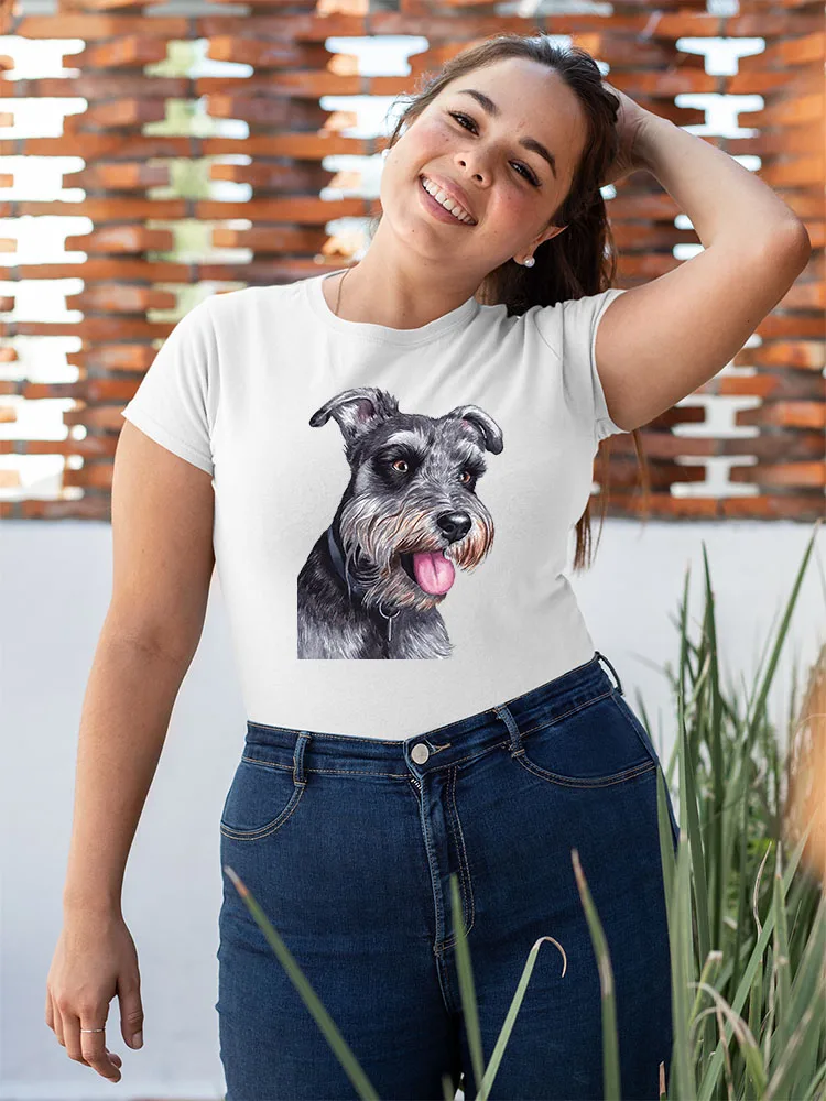 

Футболка шнауцера для женщин, Европейская мода, женская одежда 2022, садовая Повседневная Милая футболка с коротким рукавом и надписью Love Dog
