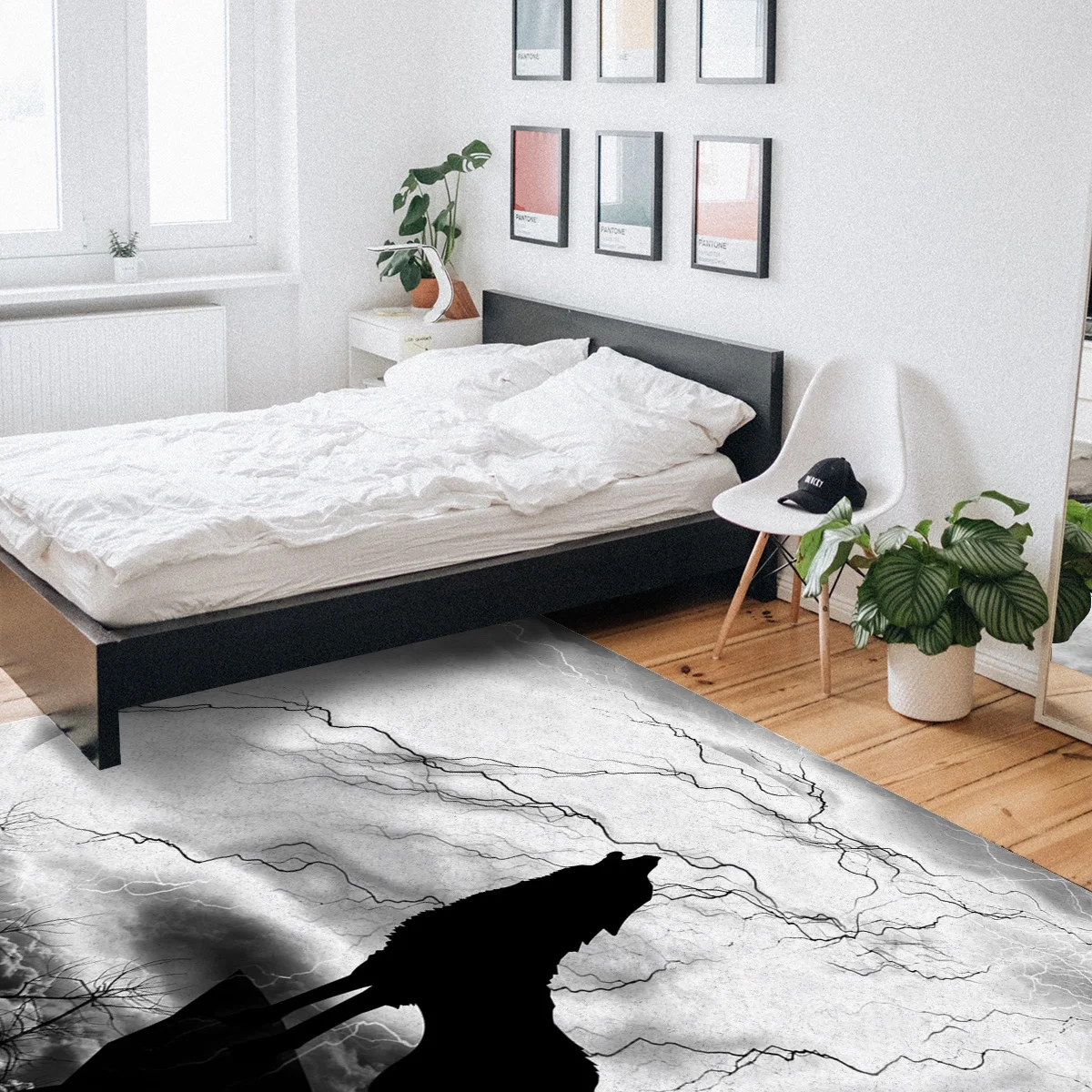 Черный волк ночь молния Дикие животные ковер спальня комната прикроватное