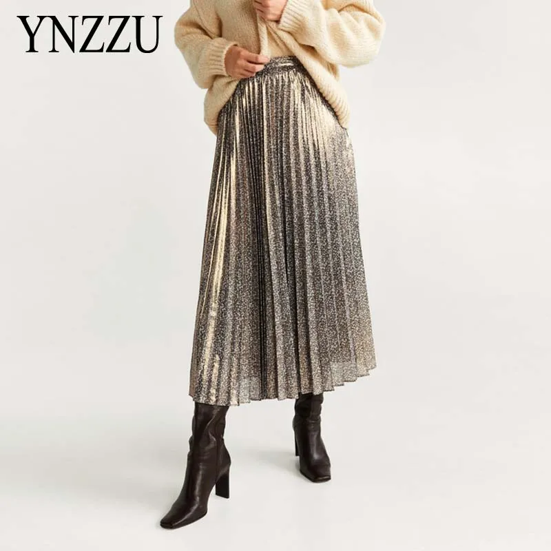 Весна лето 2020 Шикарная новая плиссированная юбка с высокой талией принтом