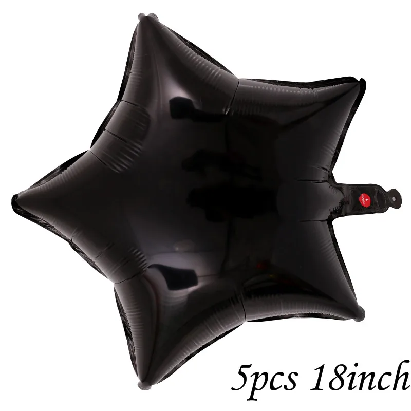 5pcs black star 20 шт./лот, красные, черные латексные шары, 5 шт., 18 дюймов, красный воздушный шар из фольги в форме сердца для свадьбы, Дня Святого Валентина, дня рождения, украшения - Цвет: 5pcs black star