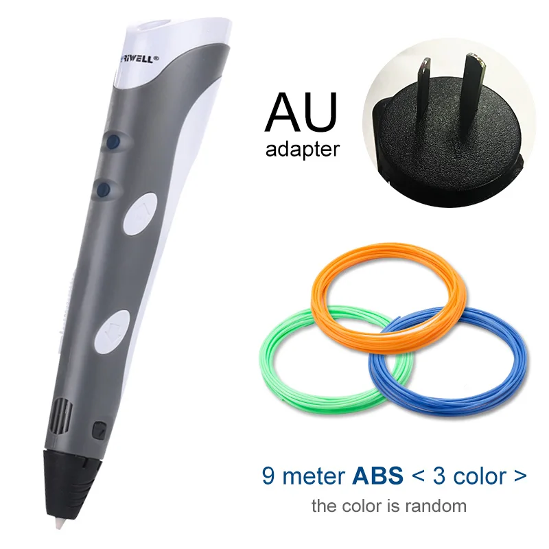 Grey AU Myriwell 3D печати Ручки 1,75 мм ABS Smart 3D ручка с нити для детей развивающая серия хобби игрушки - Цвет: Grey AU