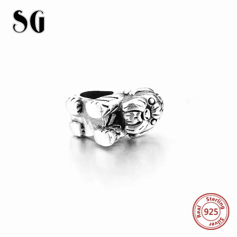 SG 925 sterling silver animal cute dog charm with vintage beads fit Bracelet diy Jewelry for women Gifts | Украшения и аксессуары