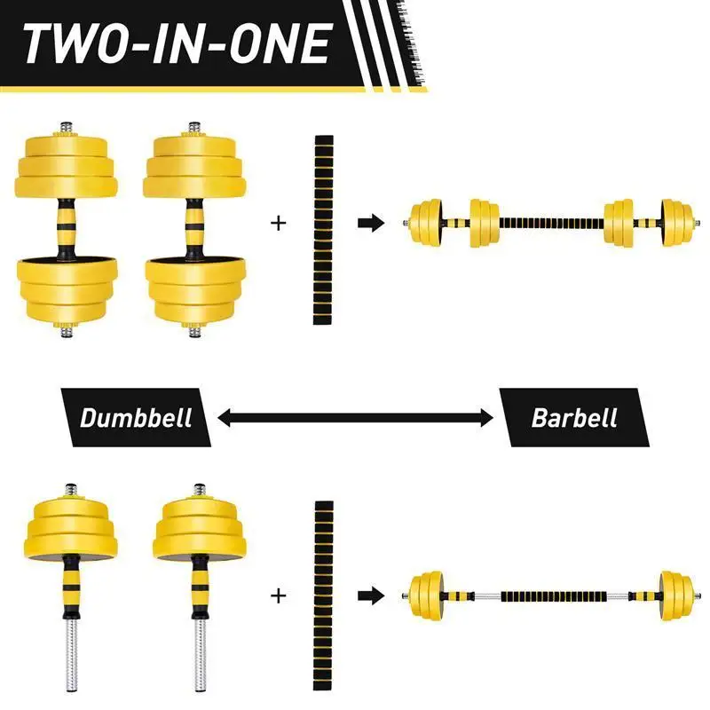 

Adjustable Dumbbell/Barbell Set Non-slip Neoprene Handle Lifting Dumbbells with Connecting Rod for Home Gym(25kg/55lbs, 1 Pair)