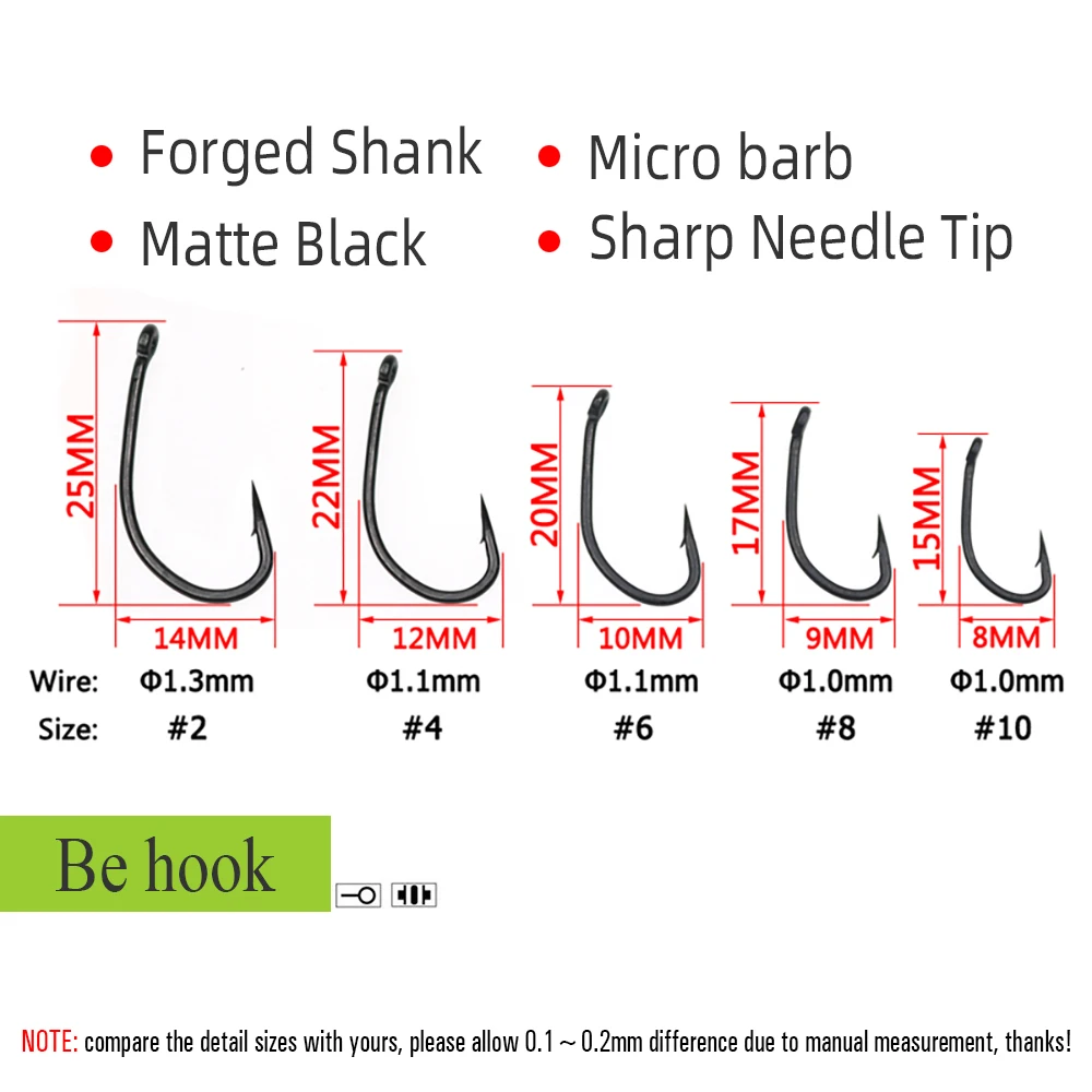 Фото ICERIO 100 шт. изогнутый ствол колючий Карп рыболовные крючки с высоким содержанием углерода Сталь Матовый Черный Крючки для снаряжения №5