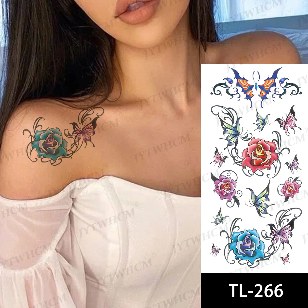 

Hand Henna For Tattoo Sticker Kids Temporary Tattoos Colorful Butterfly Fake Tattoo Waterproof Art Arm Foot Tattoo For Girl Wome
