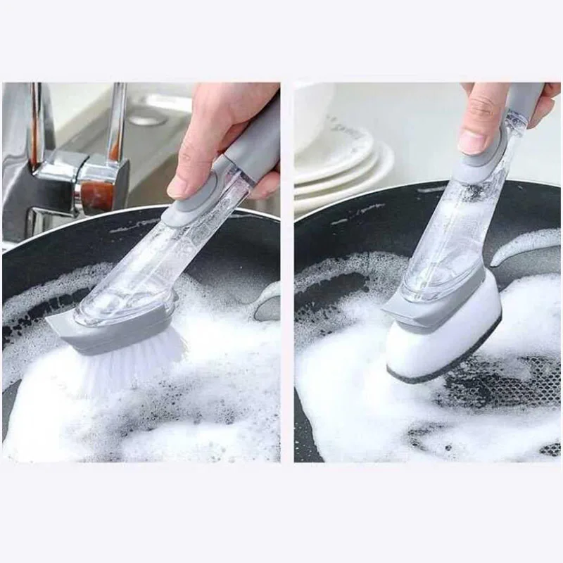 5in1 ложки с длинной ручкой щетка для чистки съемная скруббер губка посуды