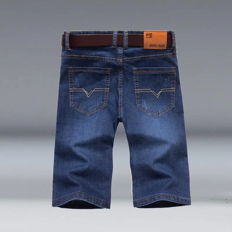 SHIYIKU Brand Men's Summer Denim Shorts, Men's Summer Men's Jeans, Men's Slim Thin Straight Stretch Five-Point Pants New