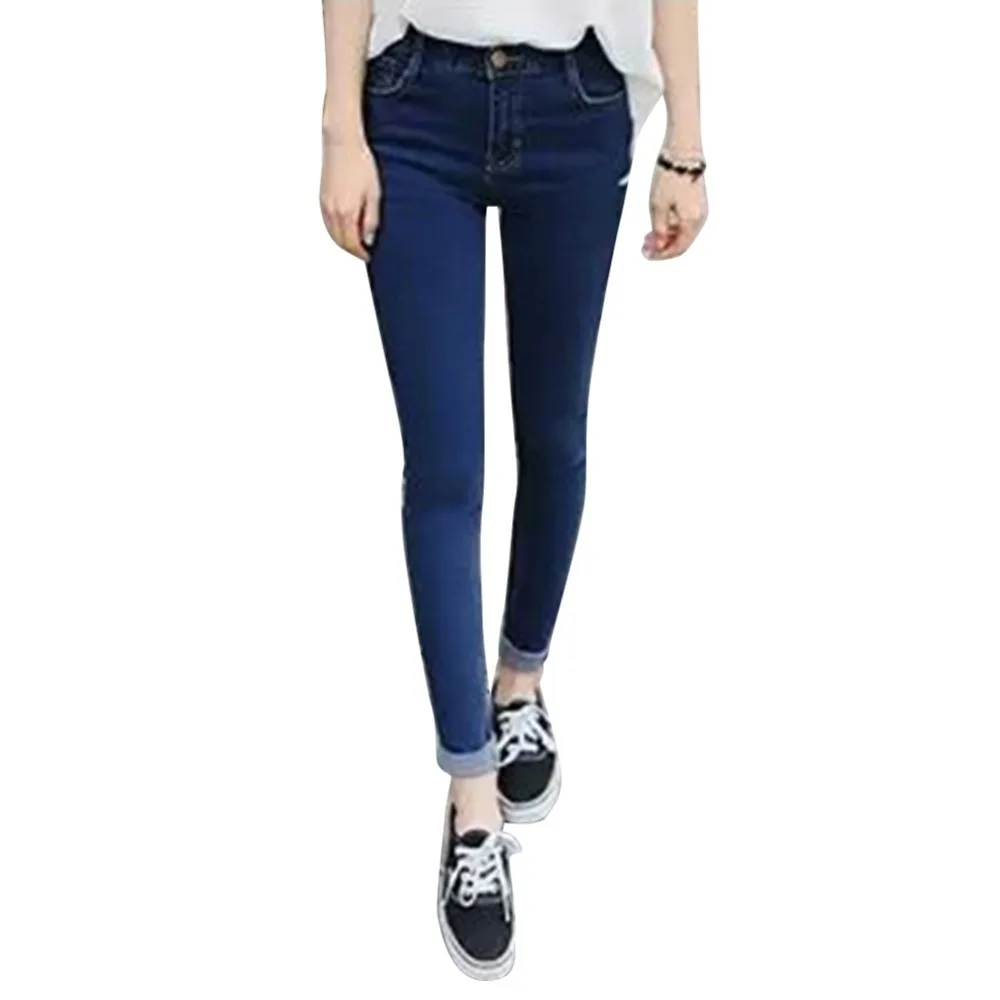 Autumn Women Pencil Stretch Denim Skinny Jeans Pants High Plus Size Waist Trousers | Женская одежда
