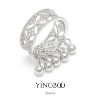 yingboo s925 silver jingle bell window flower tassel ring fashion ring qixi gift sterling silver ring for women