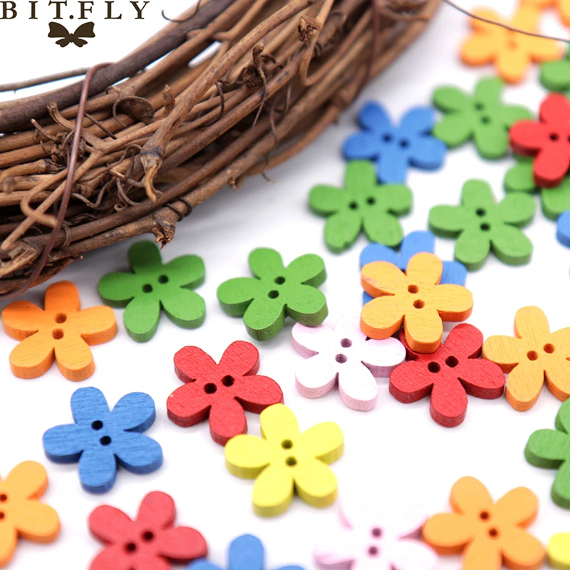 Деревянные пуговицы для скрапбукинга 100 шт. цифры/цветы сделай сам деревянные