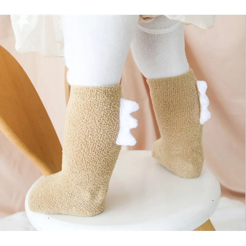 Free Shipping winter Cotton Baby Non-slip Children Coral velvet thickening Girl Boy Dinosaur Socks 3pair/lot 0-5y Unisex |