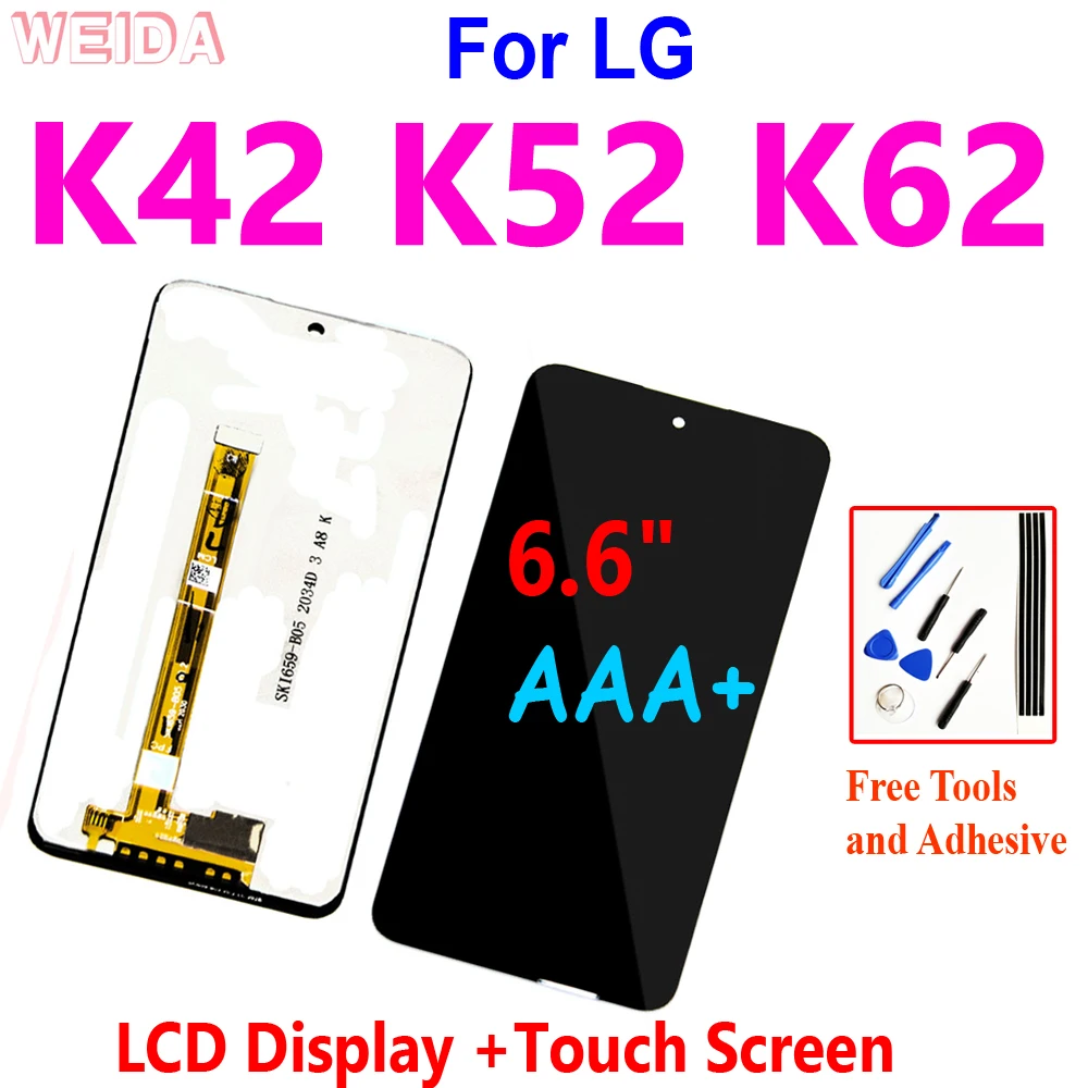 

6.6" AAA+ LCD For LG K42 K52 K62 LCD Display Touch Screen Digitizer Assembly With Frame for LG K42 K52 K62 LCD Replacement Parts