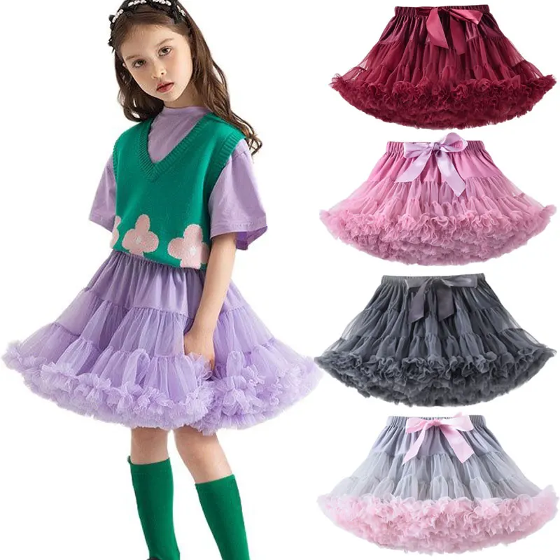 

Toddler Girls Tutu Skirt Kids Dance Skirt Princess Bow Baby Girls Pettiskirt Lace Tulle Skirt 2022 Fashion Children's Clothing