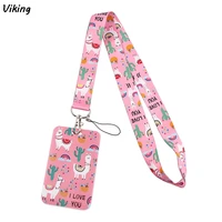 g1696 cartoon sheep necklack lanyard key gym strap multifunction mobile phone decoration with cartoon card holder cover