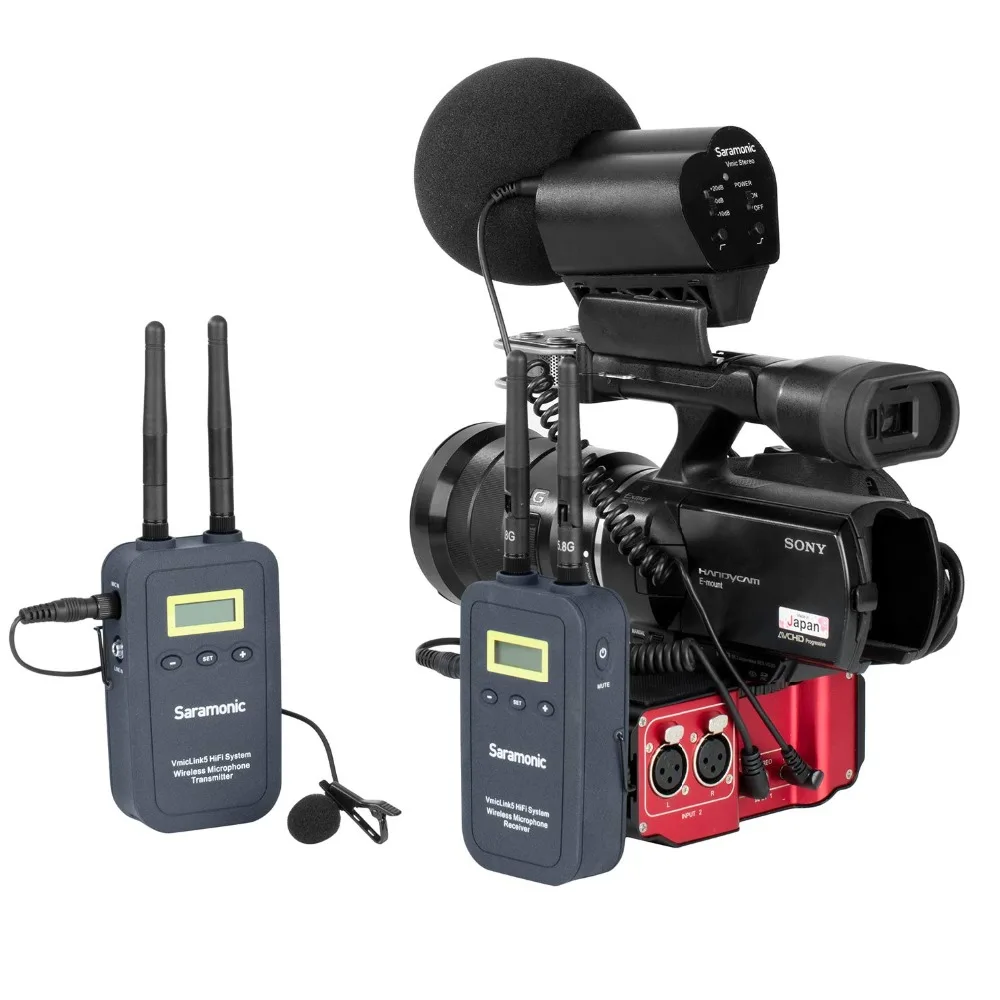 Saramonic Vmiclink5 Hi-Fi 5,8 ГГц 3-канальный блок питания с беспроводные ПЕТЛИЧНЫЕ микрофон Системы с передатчик и приемник для цифровых зеркальных камер и многое другое
