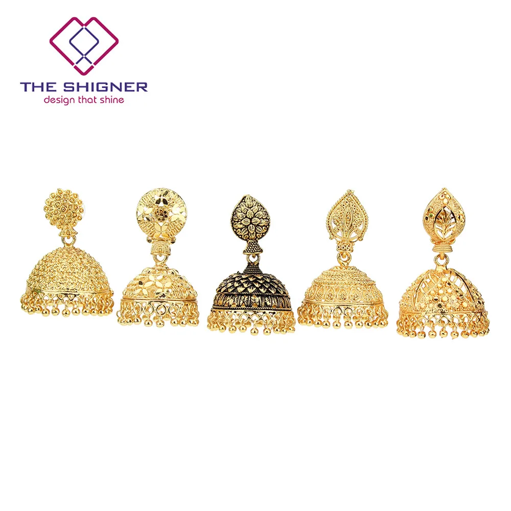THE SHIGNER античные этнические индийские Золотые птичьи клетки Jhumka Jhumki серьги