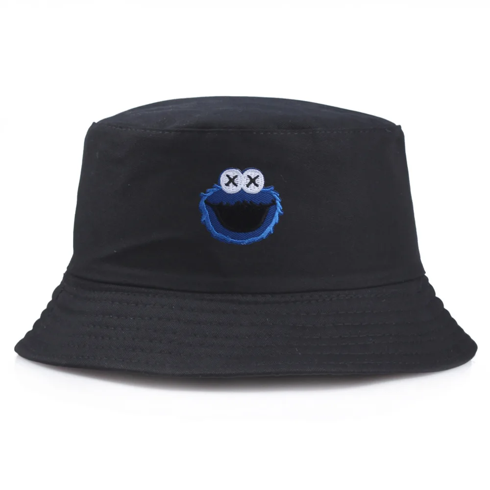 

Sesame Street Bucket Hats Outdoor Travel Sunscreen Embroidery Flat Cap for Spring Summer Unisex