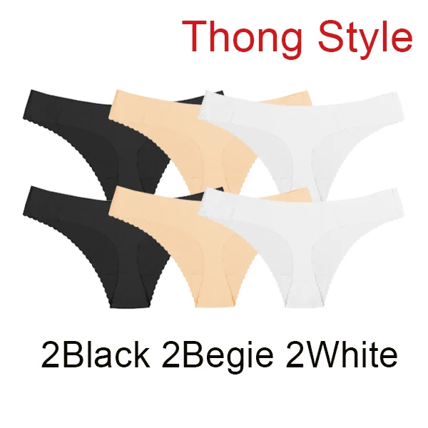 2Black 2Begie 2White Осенние женские трусики бразильские стринги бесшовное нижнее белье для женщин сексуальное женское белье стринги танга cueca - Цвет: 2Black 2Begie 2White