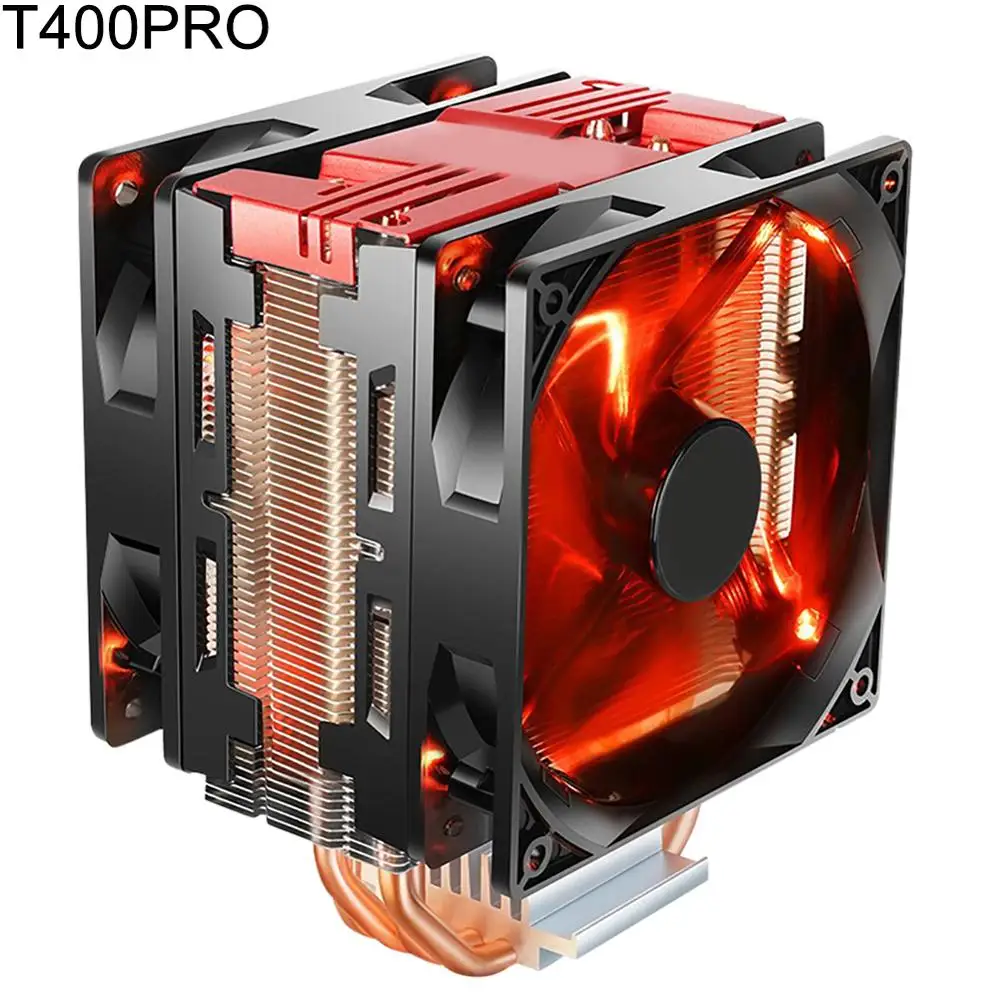 Хороший com тихий 4 тепловые трубки cpu воздушный охладитель контроль температуры 120 мм PWM вентилятор охлаждения - Цвет лезвия: T400PRO Red