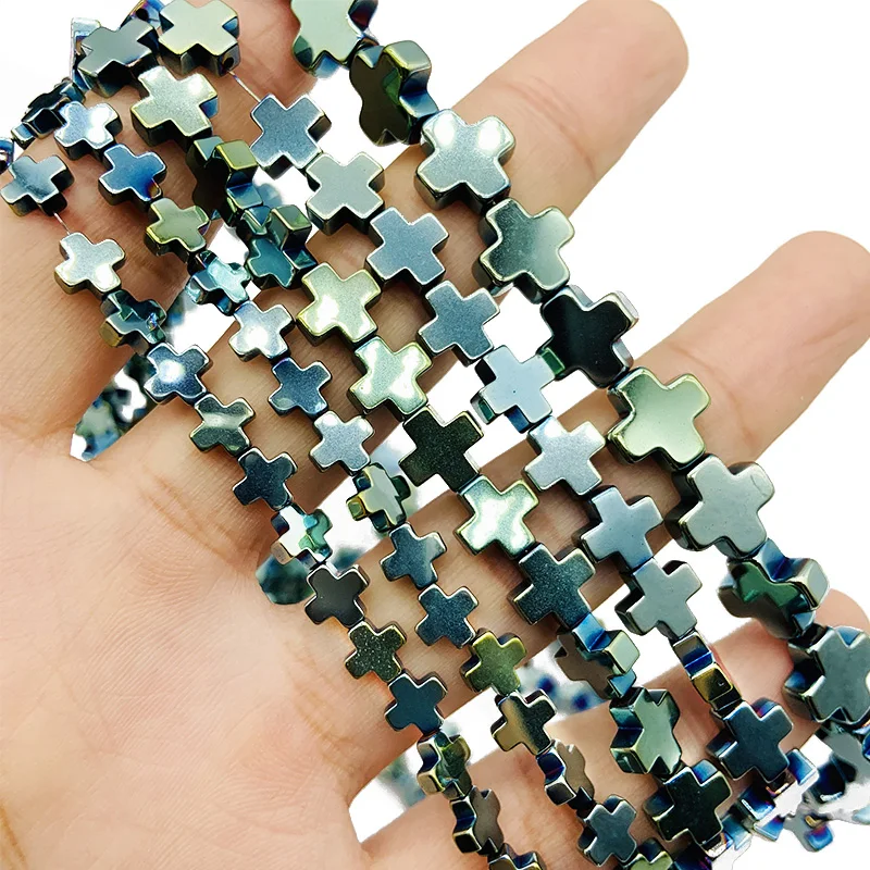 

Green Cross Hematite Natural Stone 6/8/10mm Charm Spacers Loose Beads For Jewelry Making Diy Bracelet Pendants Accessories