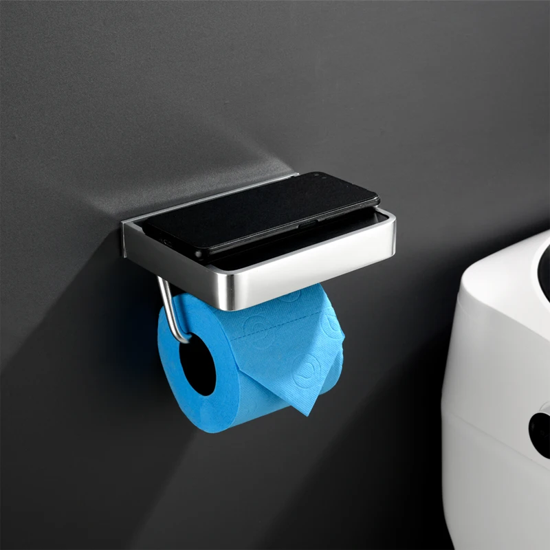 Алюминиевый держатель туалетной бумаги Bojia, аксессуары для ванной комнаты, двухцветный держатель рулонной бумаги, хромированный и черный н...