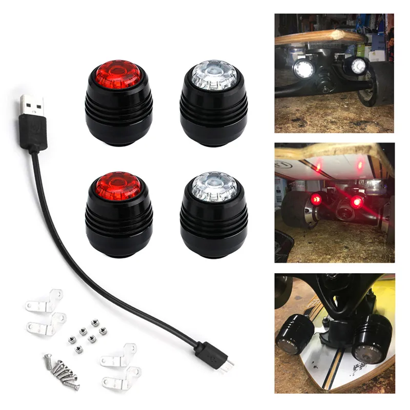 

4Pcs Skateboard LED Lights Night Warning Safety Lights For 4 Wheels Skateboard Longboard
