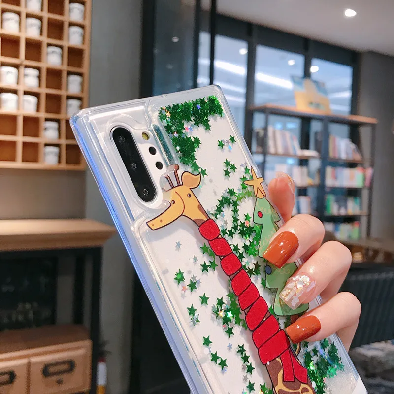 Чехол для samsung Note 10 Plus S10e S10 S9 S8 S7 Edge чехол Рождество Санта Клаус Лось Блестящий