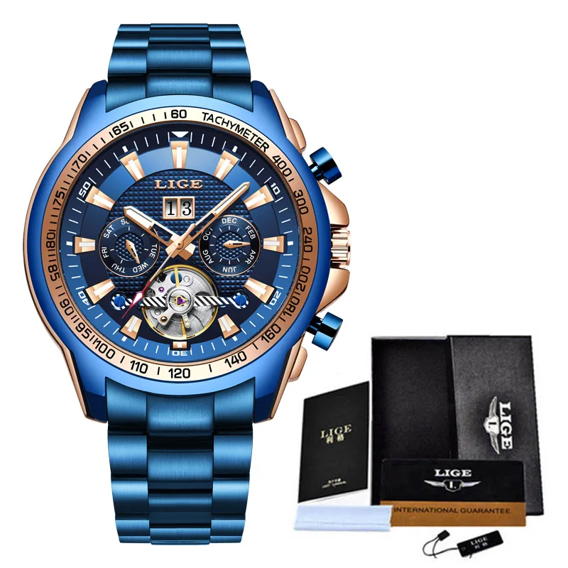 

Mens Watches 2020 Luxury Brand LIGE Automatic Mechanical Watch Men Full Steel Business Waterproof Sport Watch Relogio Masculino