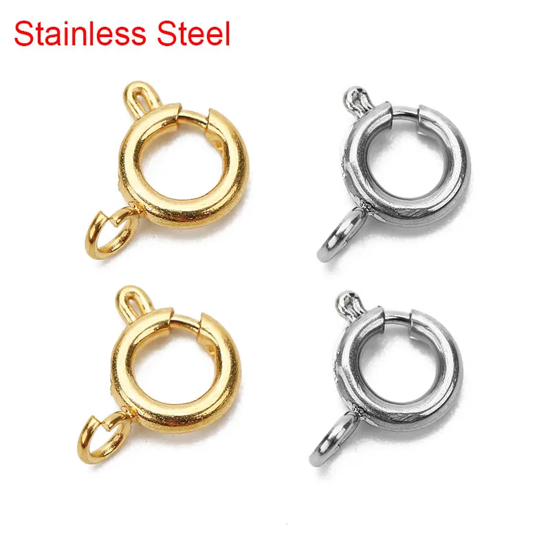 

10pcs Round Stainless Steel Lobster Clasps Hooks Diameter 6mm Gold Color End Connector Clasps For Diy Necklace Jewelry Making