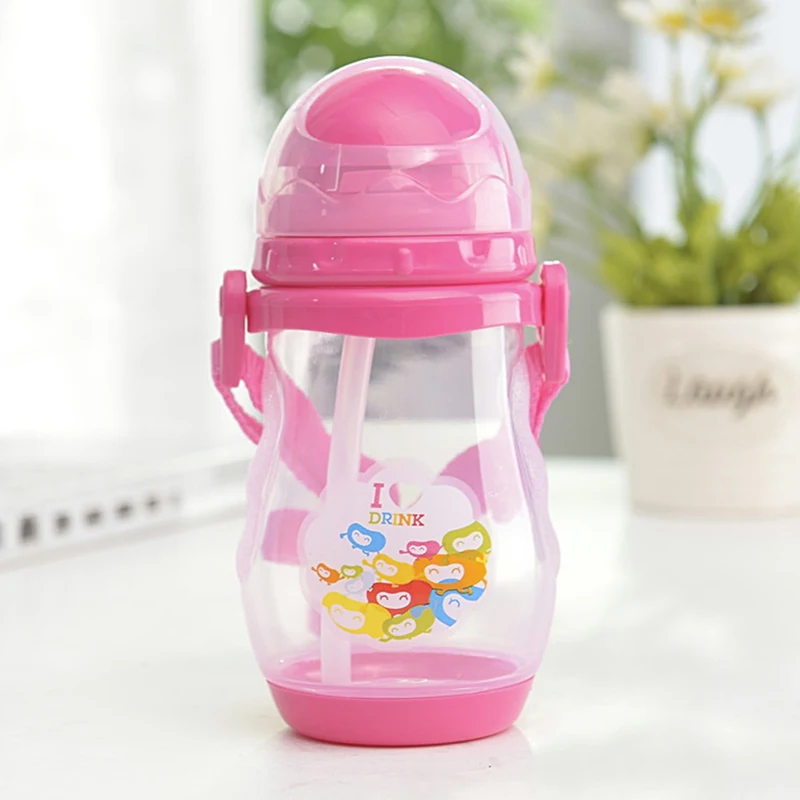 

300ML Kids Drinking Water Bottle With Straw Travel Sports Water With Rope Baby Learning Driking Cup Bottle