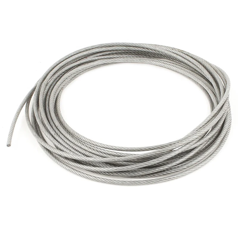 5 мм Диаметр сталь ПВХ покрытием, гибкий трос кабель 10 метров прозрачный + серебро от AliExpress WW