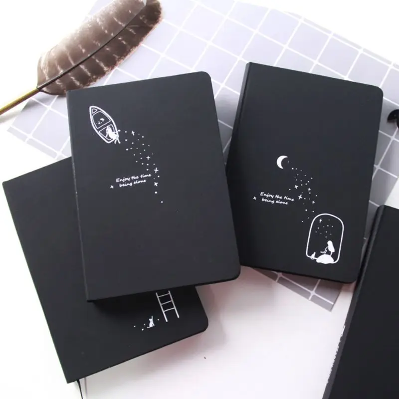 

Starry Sky Black Cardboard Notebook Planner Journals Agenda Organizer Travel R9JA