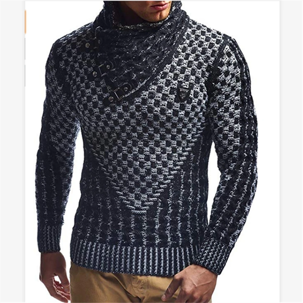 

Sweater Men 2020 Autumn Winter New Fashion Casual Men's Solid Color Turtleneck Pullovers Warm Full Knitted Sweater Men