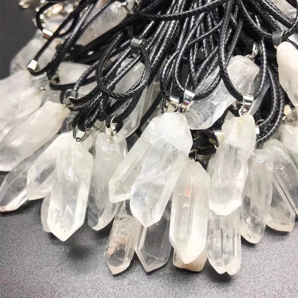 

Natural Irregular White Crystal Quartz Point Pendant Chakra Healing Crystals Yoga Reiki DIY Jewelry Making With Exquisite String