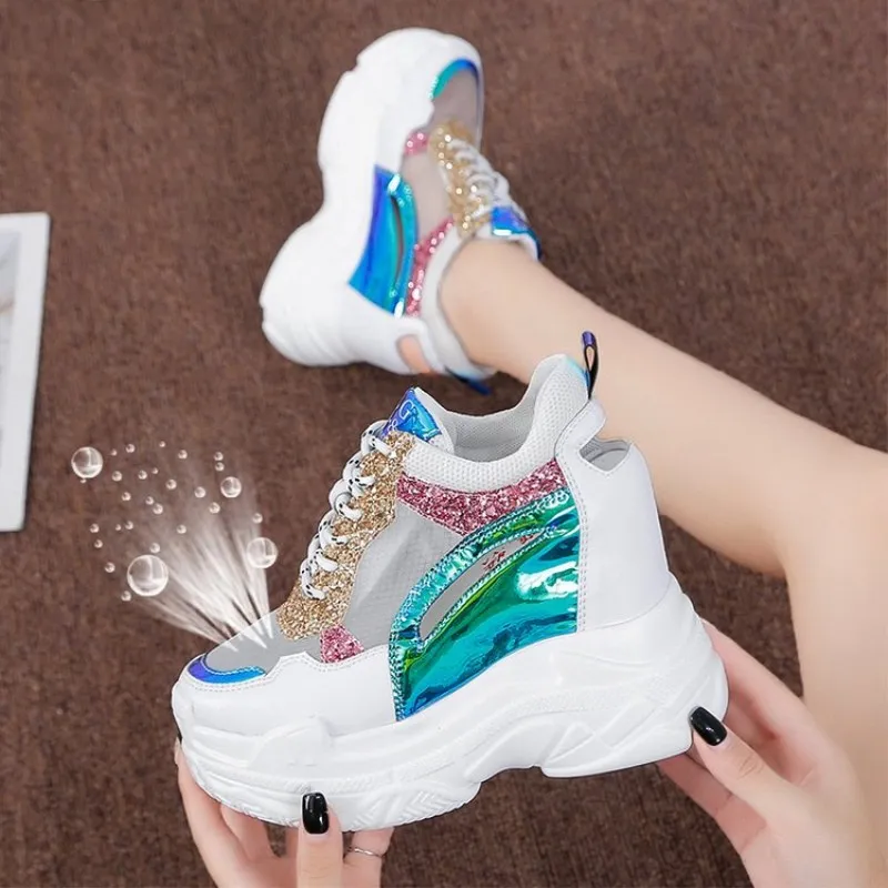 Женские кроссовки на танкетке 11 см Повседневные Классические сандалии