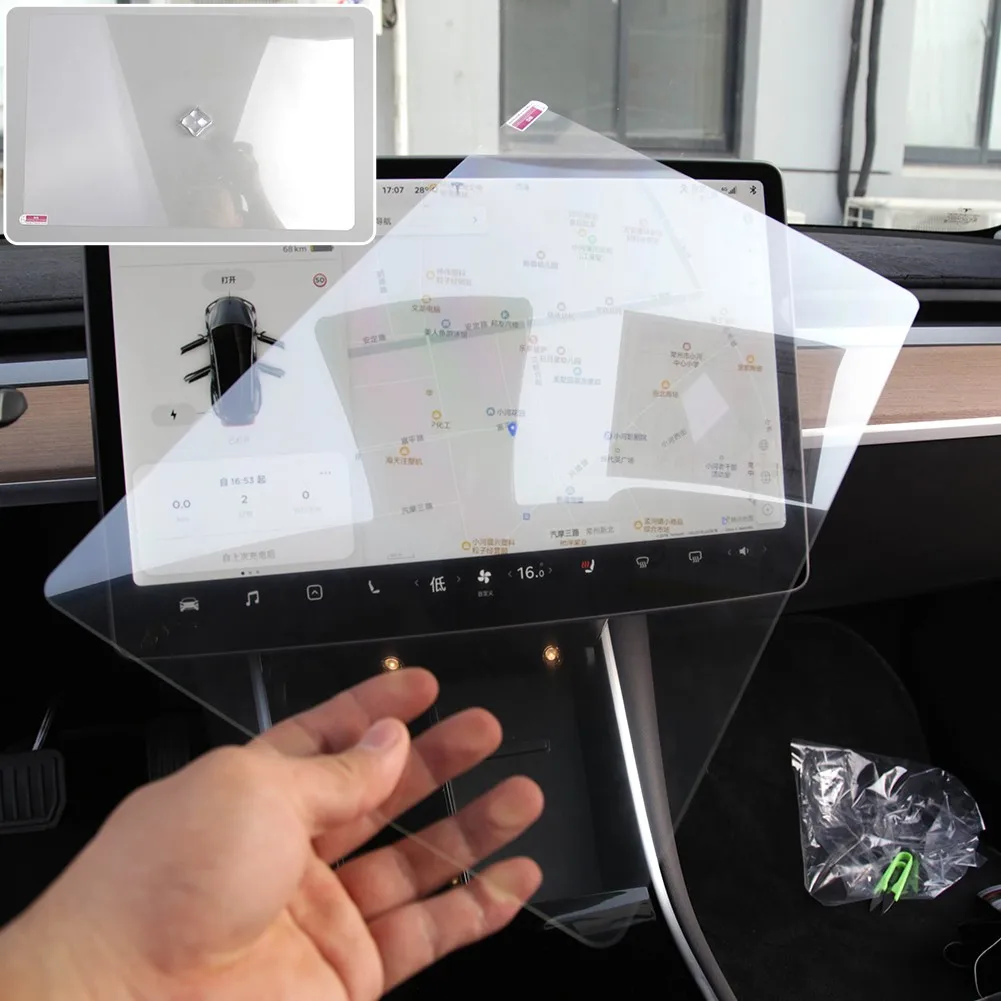 

Transparent Tempered Glass Car Screen Protector, Suitable For Tesla Model 3 Navigation Accessories 15/17 In High-definition Vers