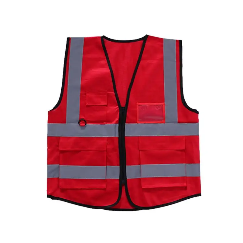 C5764-R Hi-Vis жилет безопасности с молнией Светоотражающая куртка безопасности жилет 5 карманов - Цвет: C5764-R