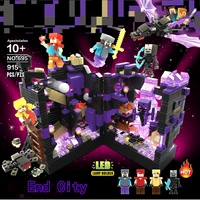 Creative Building Blocks My World Steve Mine Cave Underwater City Zombie with LED Light Bricks Toys Child Christmas Gift