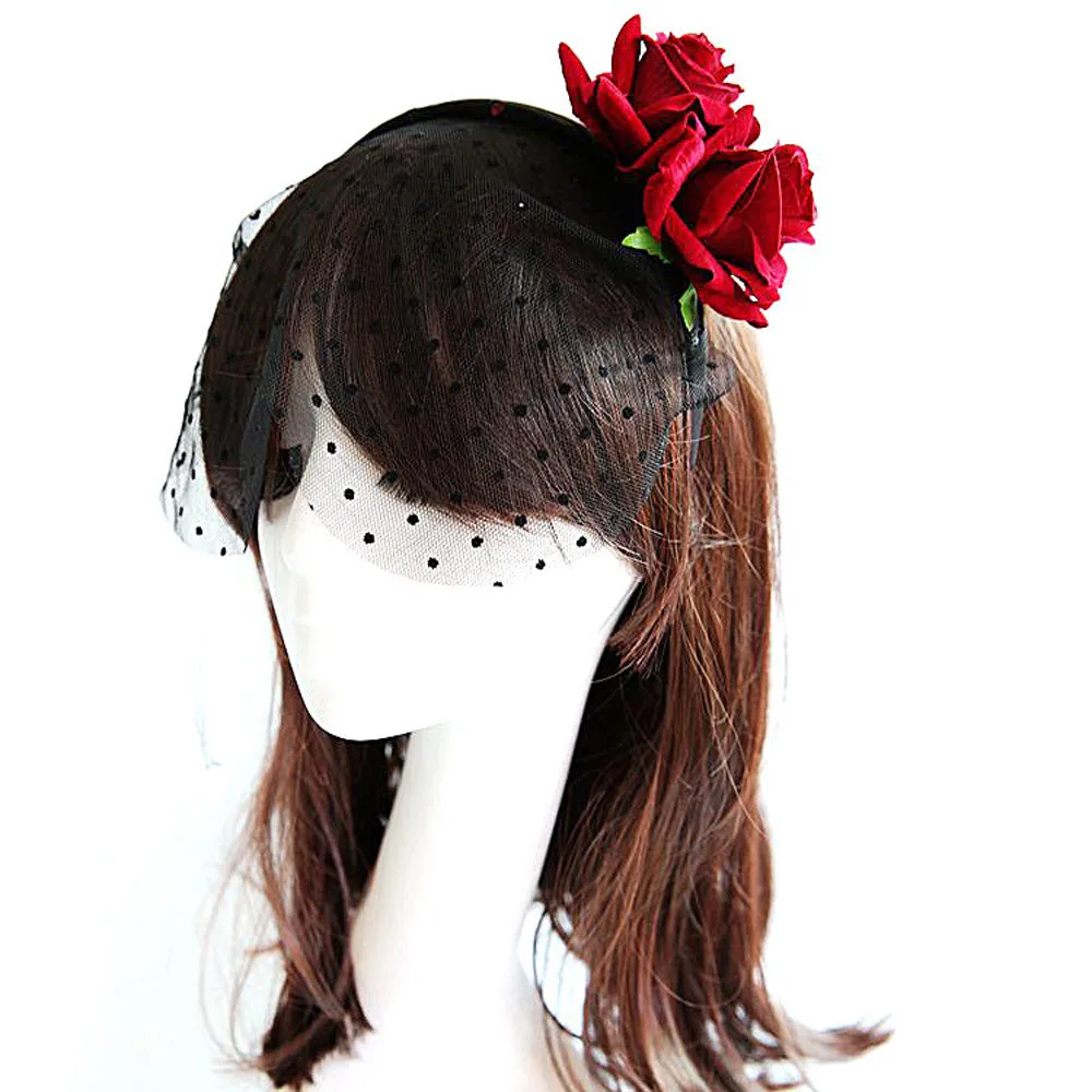 Женская повязка на голову для Хэллоуина аксессуары волос Кружевная в горошек