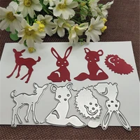 4pcs rabbit fox deer hedgeh metal cutting dies stencils for diy scrapbooking decorative embossing handcraft die cutting template