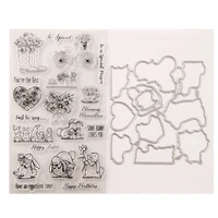 silicone clear stamps cutting dies for scrapbooking stensicls rabbit flowerdiy paper album cards making transparent rubber stamp
