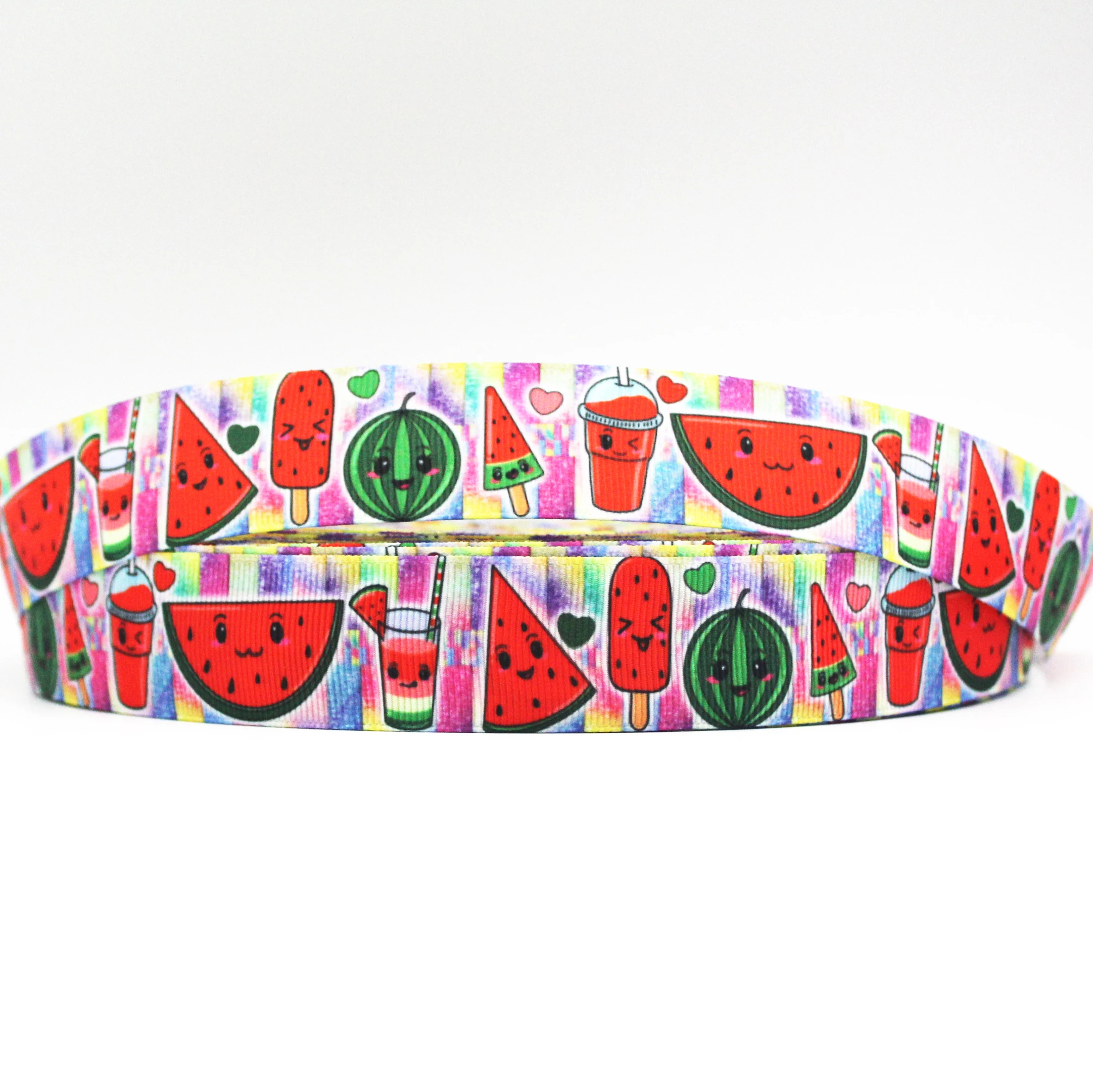 

Ordinary Quality Summer Watermelon Pattern Print Ribbon Groagrain Wedding Party Decoration Ribbon Printed Brithday Gift25MM 75MM