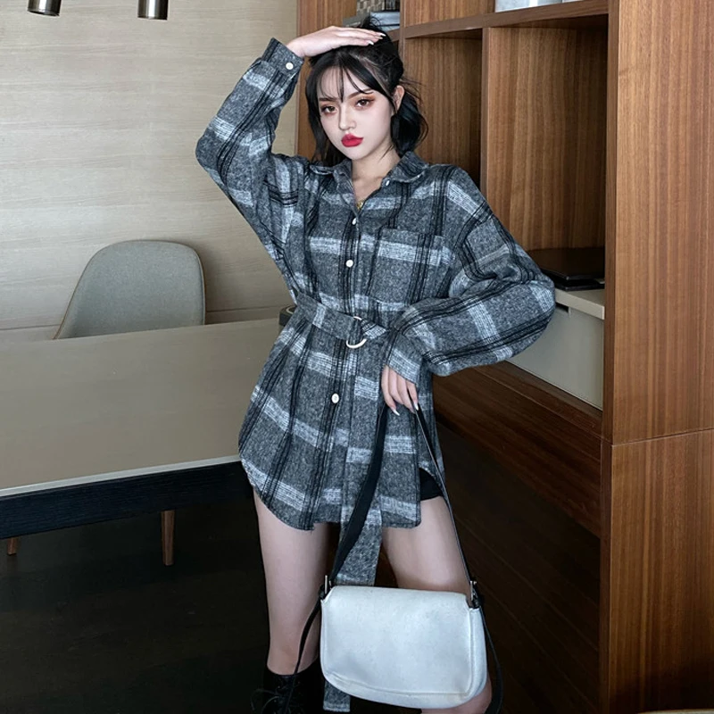 Женские топы и блузы в повседневном стиле осенняя новая клетчатая одежда с