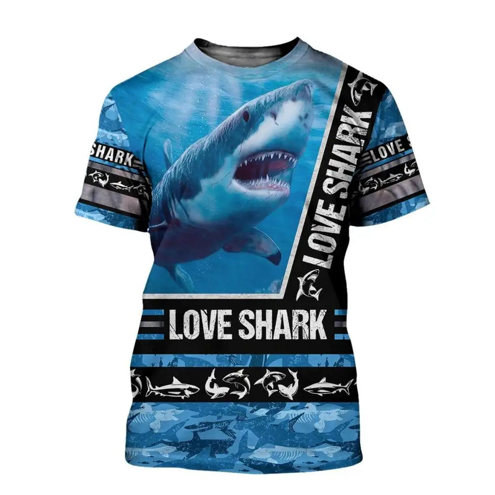 Лето 2020 модная мужская футболка с животными 3D принтом Акула/коала/лошадь Harajuku