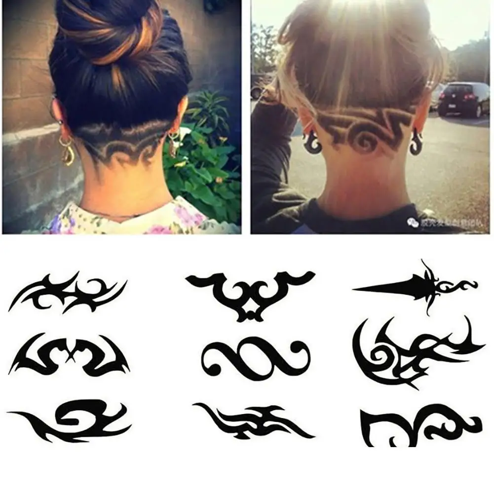 16Pcs/Pack Hair Styling Tattoo Template Stencil Model Trimmer Salon 16 Pcs DIY Hairdressing | Красота и здоровье